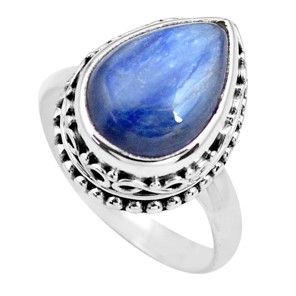 925 sterling silver 7.07cts natural blue kyanite solitaire ring size 8 p71492