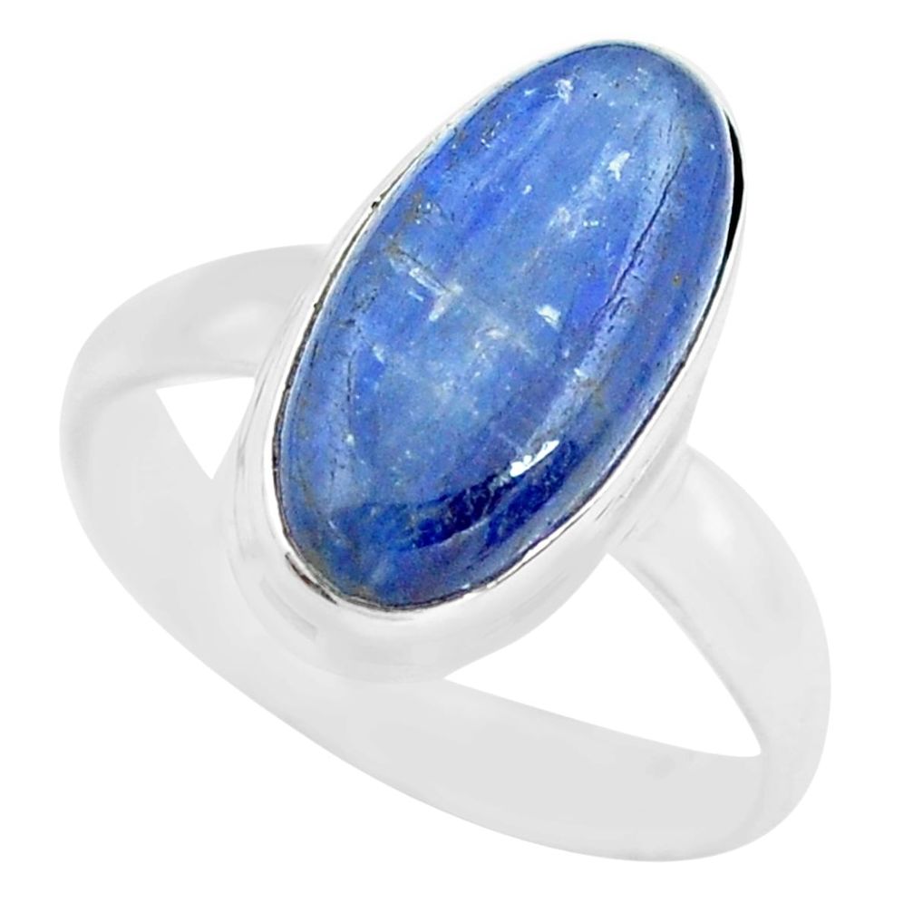 925 sterling silver 5.79cts natural blue kyanite solitaire ring size 8 p72499