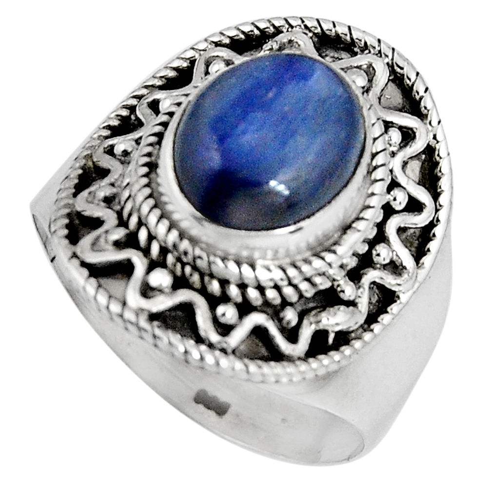 925 sterling silver 4.55cts natural blue kyanite solitaire ring size 8 p90573