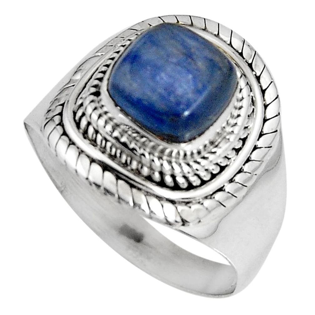925 sterling silver 3.52cts natural blue kyanite solitaire ring size 8.5 p90578