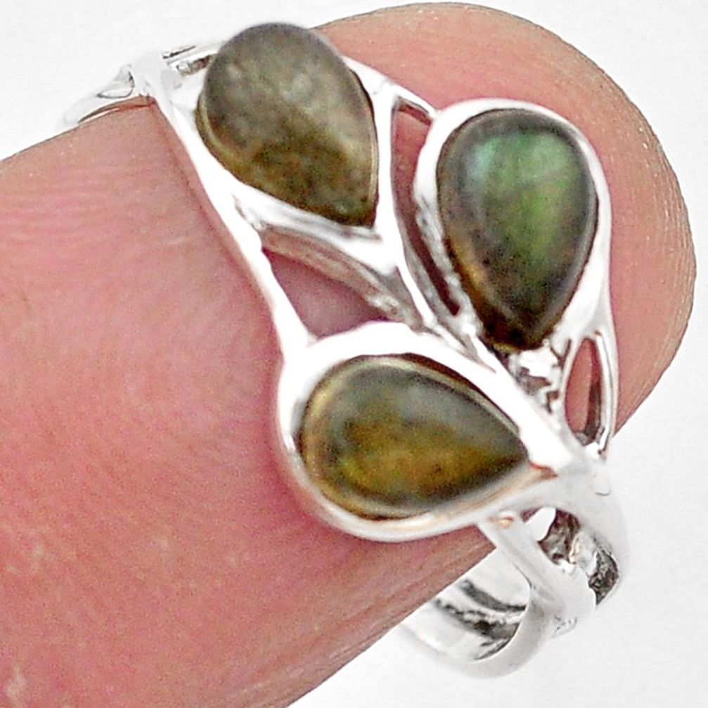 925 sterling silver 2.94cts natural blue labradorite ring size 6.5 p83435