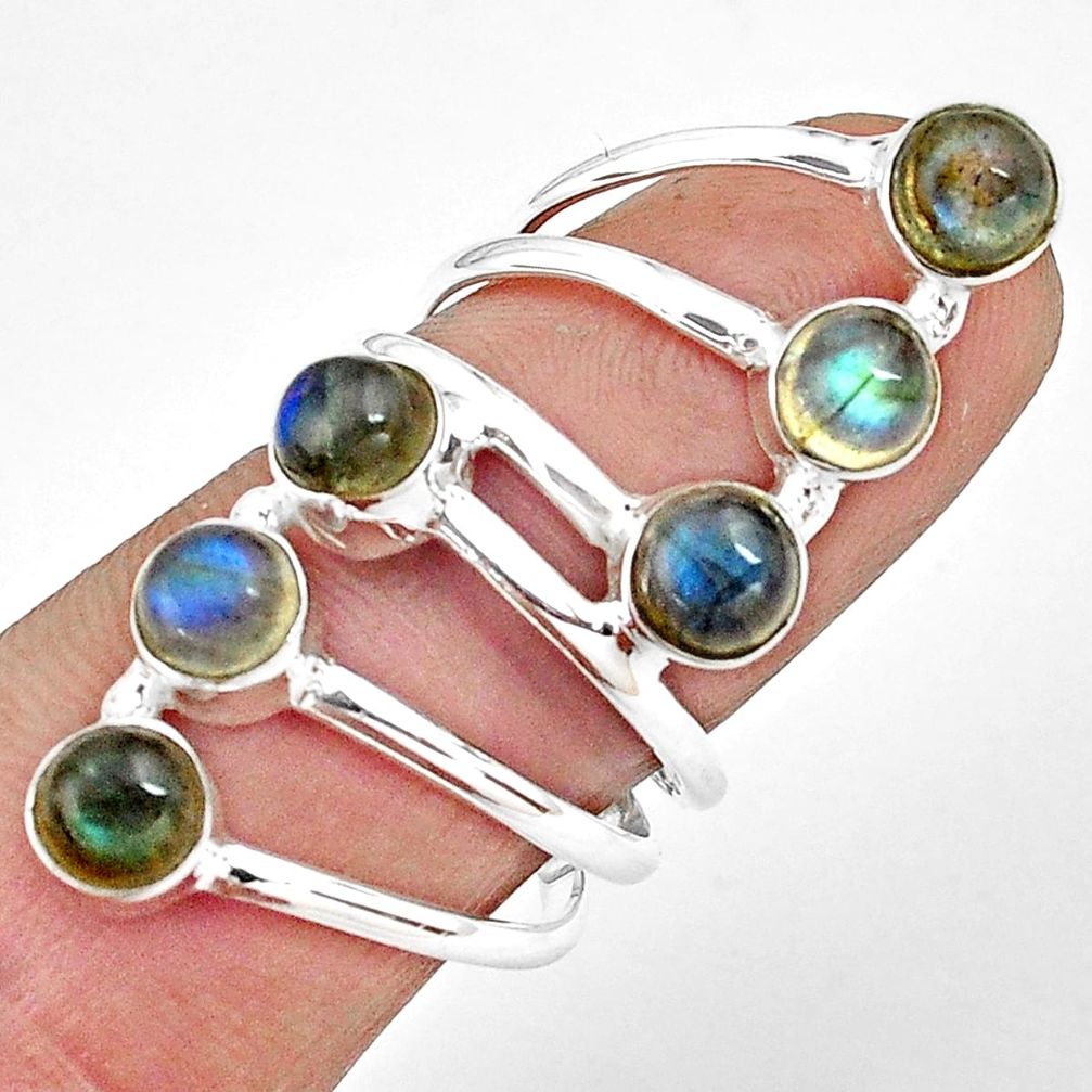 925 sterling silver 5.35cts natural blue labradorite round ring size 7.5 p77775