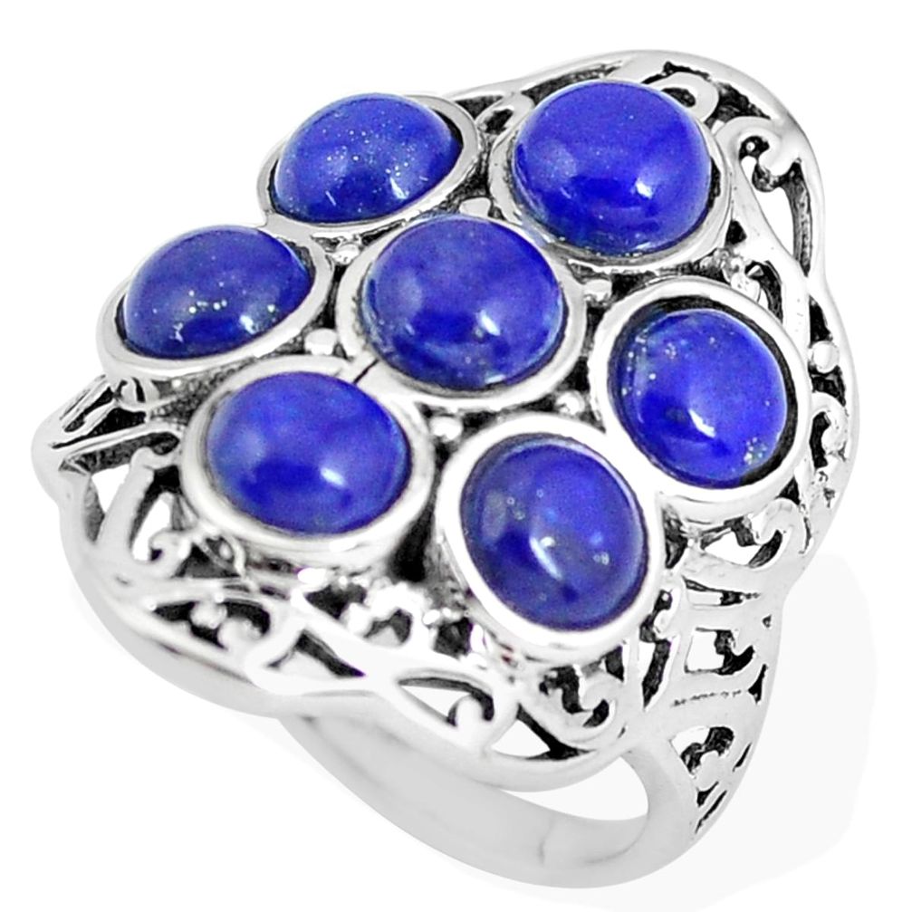 925 sterling silver 6.20cts natural blue lapis lazuli ring size 8.5 p56090