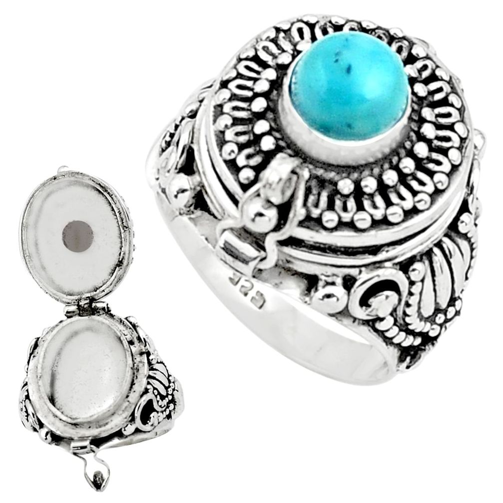 925 sterling silver 2.25cts natural blue larimar poison box ring size 8 p75555