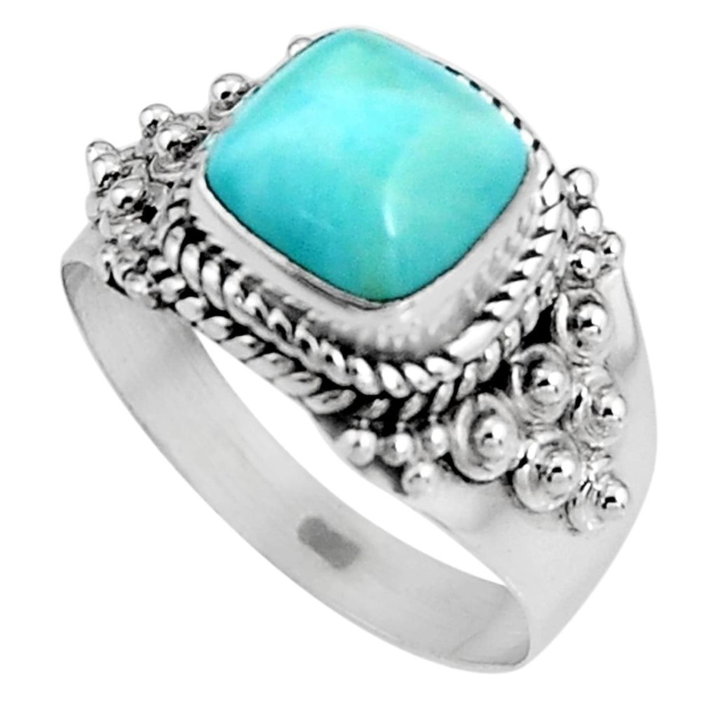 925 sterling silver 3.36cts natural blue larimar solitaire ring size 7 p92516