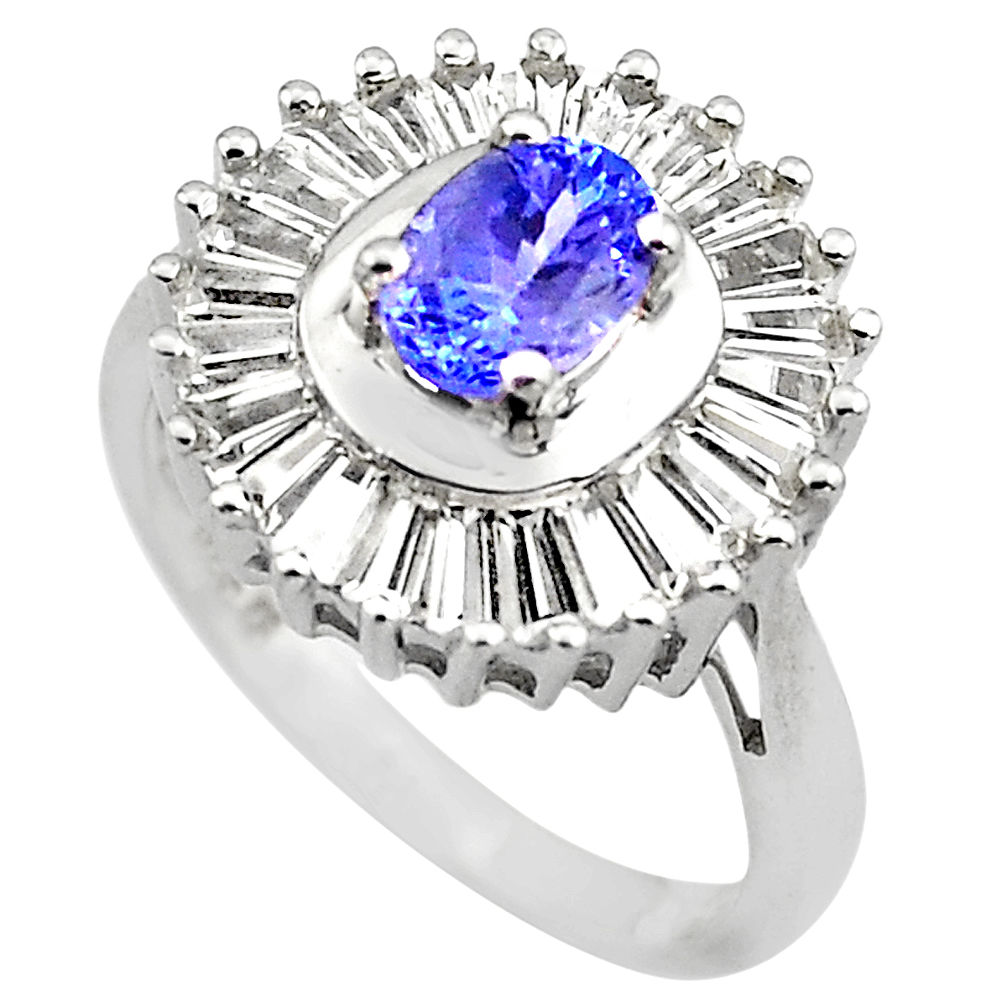 LAB 925 sterling silver 5.38cts natural blue tanzanite topaz ring size 7 c4292