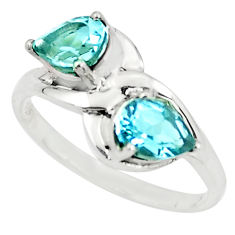 925 sterling silver 3.13cts natural blue topaz pear ring jewelry size 8 p73023