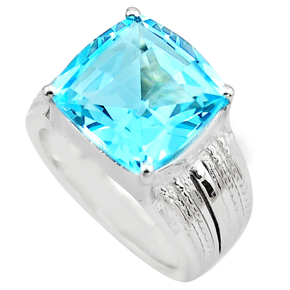 925 sterling silver 7.62cts natural blue topaz ring jewelry size 6.5 c4296