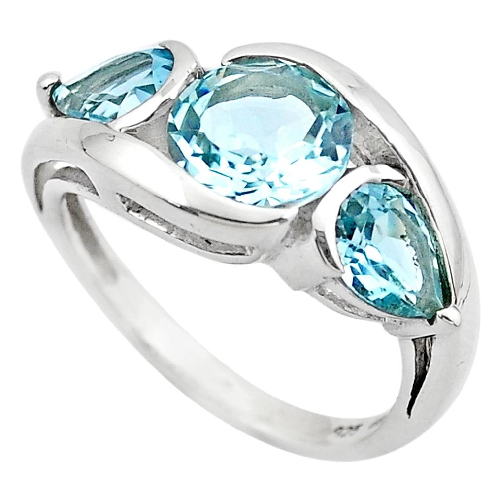 925 sterling silver 6.72cts natural blue topaz ring jewelry size 6.5 p83468