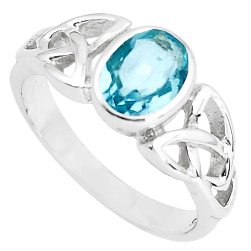 925 sterling silver 2.33cts natural blue topaz solitaire ring size 7.5 p36904