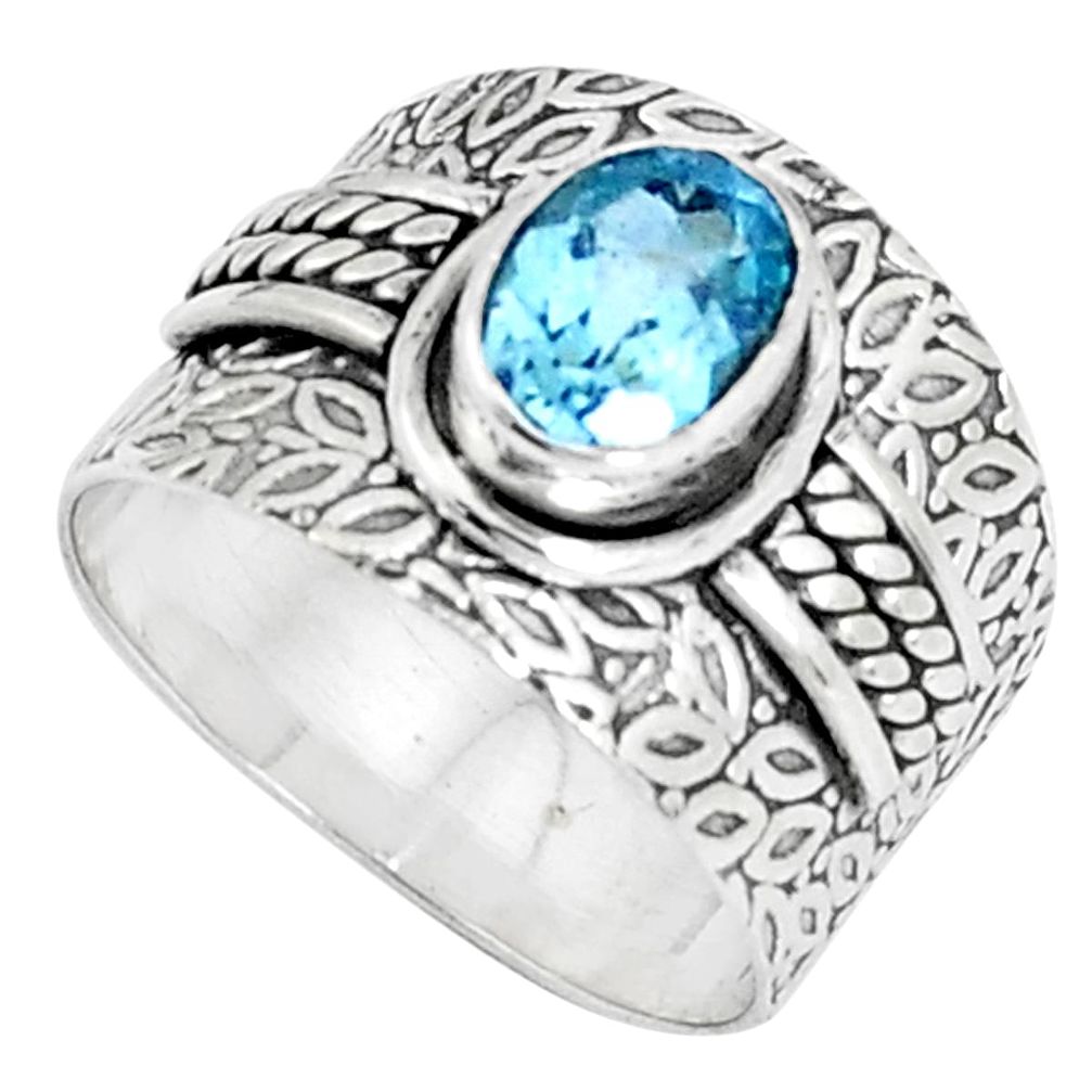 925 sterling silver 2.35cts natural blue topaz solitaire ring size 9 p37844