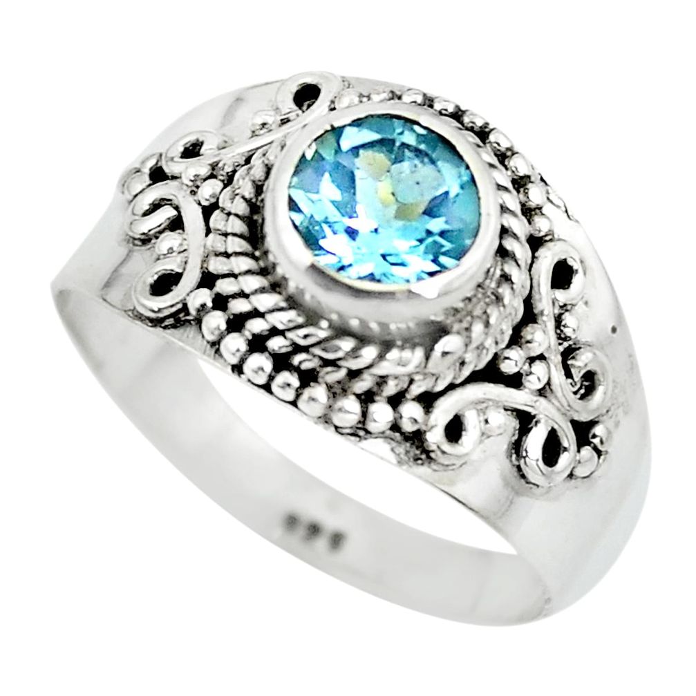 925 sterling silver 1.17cts natural blue topaz solitaire ring size 8.5 p64199