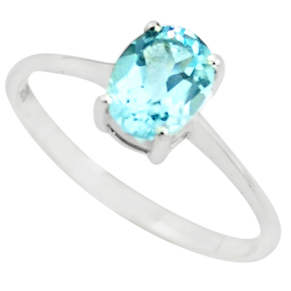 925 sterling silver 1.98cts natural blue topaz solitaire ring size 6.5 p73331