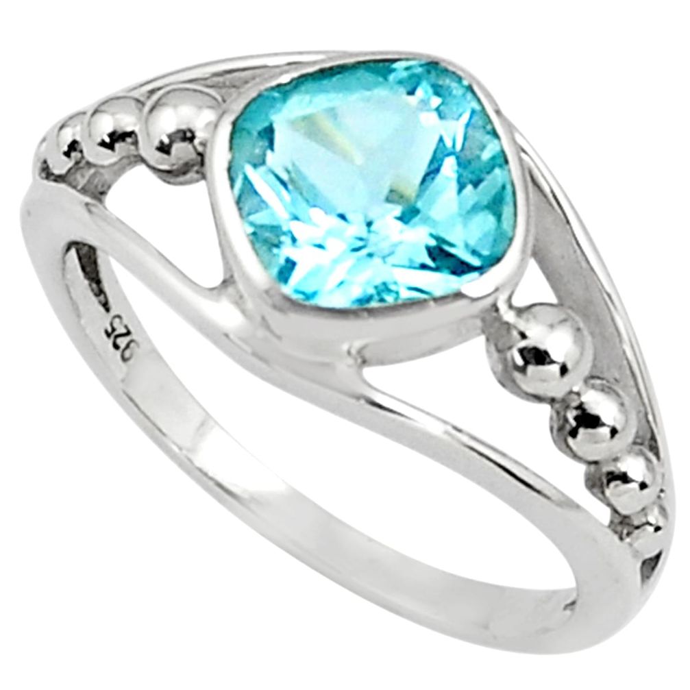 925 sterling silver 3.22cts natural blue topaz solitaire ring size 9 p81617