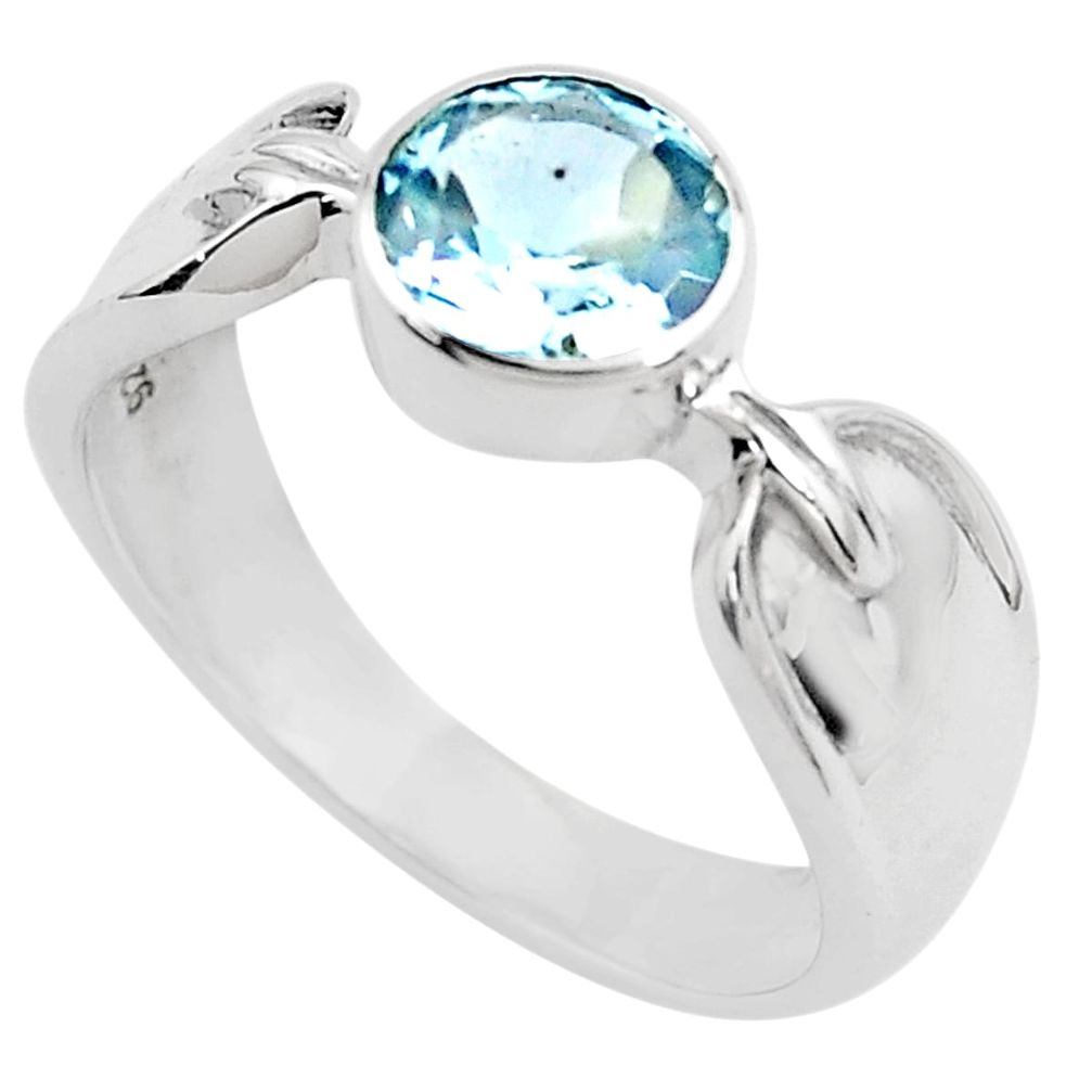 925 sterling silver 2.46cts natural blue topaz solitaire ring size 8 p82748