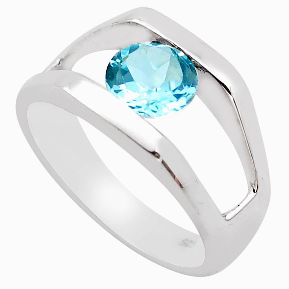 925 sterling silver 2.74cts natural blue topaz solitaire ring size 8 p83275