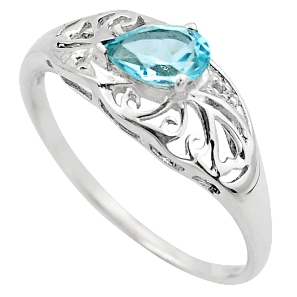 925 sterling silver 1.58cts natural blue topaz solitaire ring size 5.5 p83488