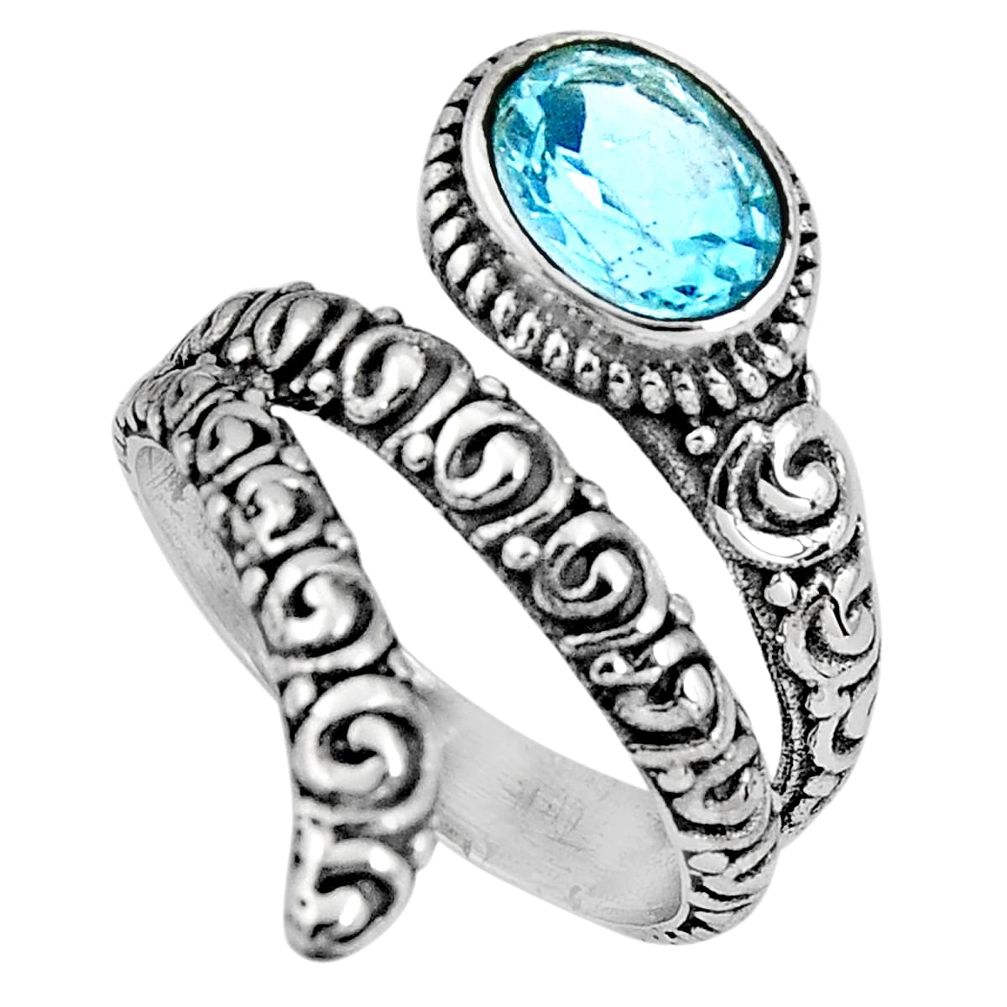 925 sterling silver 2.19cts natural blue topaz solitaire ring size 8.5 p89564