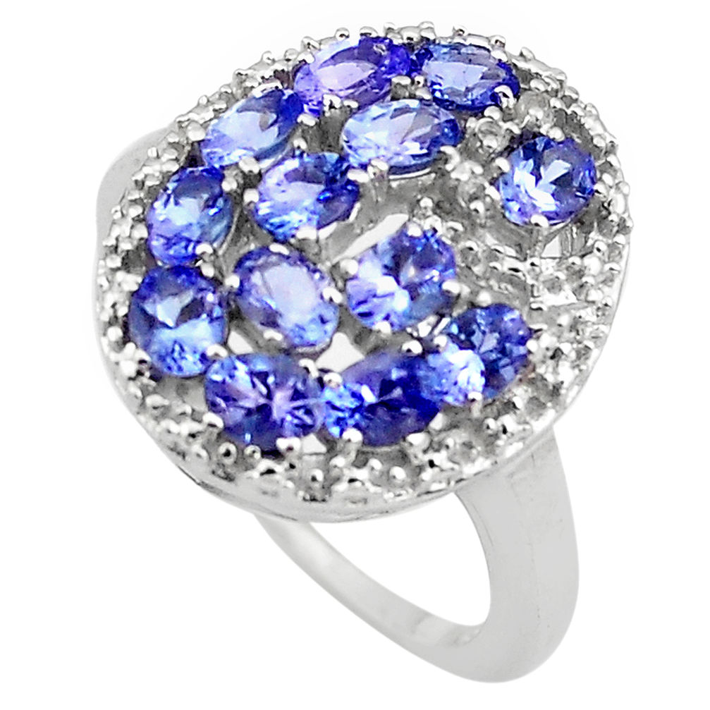 925 sterling silver 5.83cts natural diamond blue tanzanite ring size 7.5 c4284