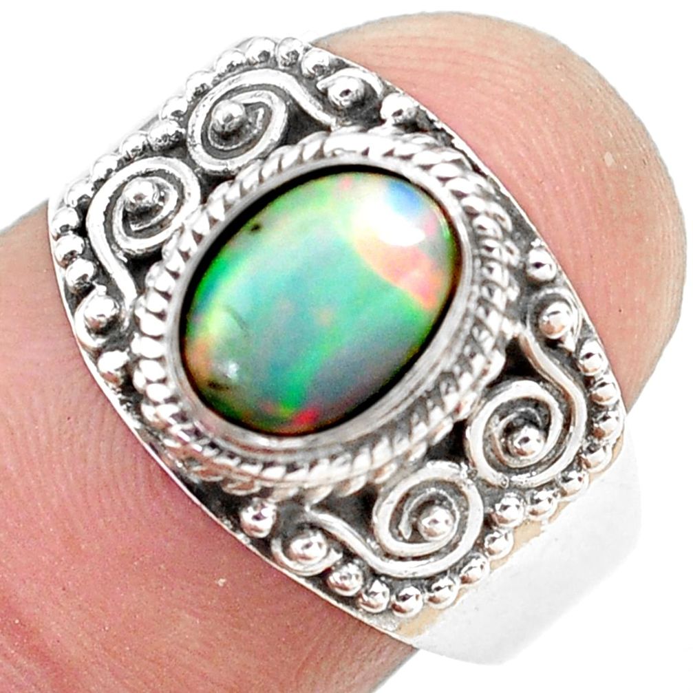 925 sterling silver 2.01cts natural ethiopian opal solitaire ring size 8 p71540