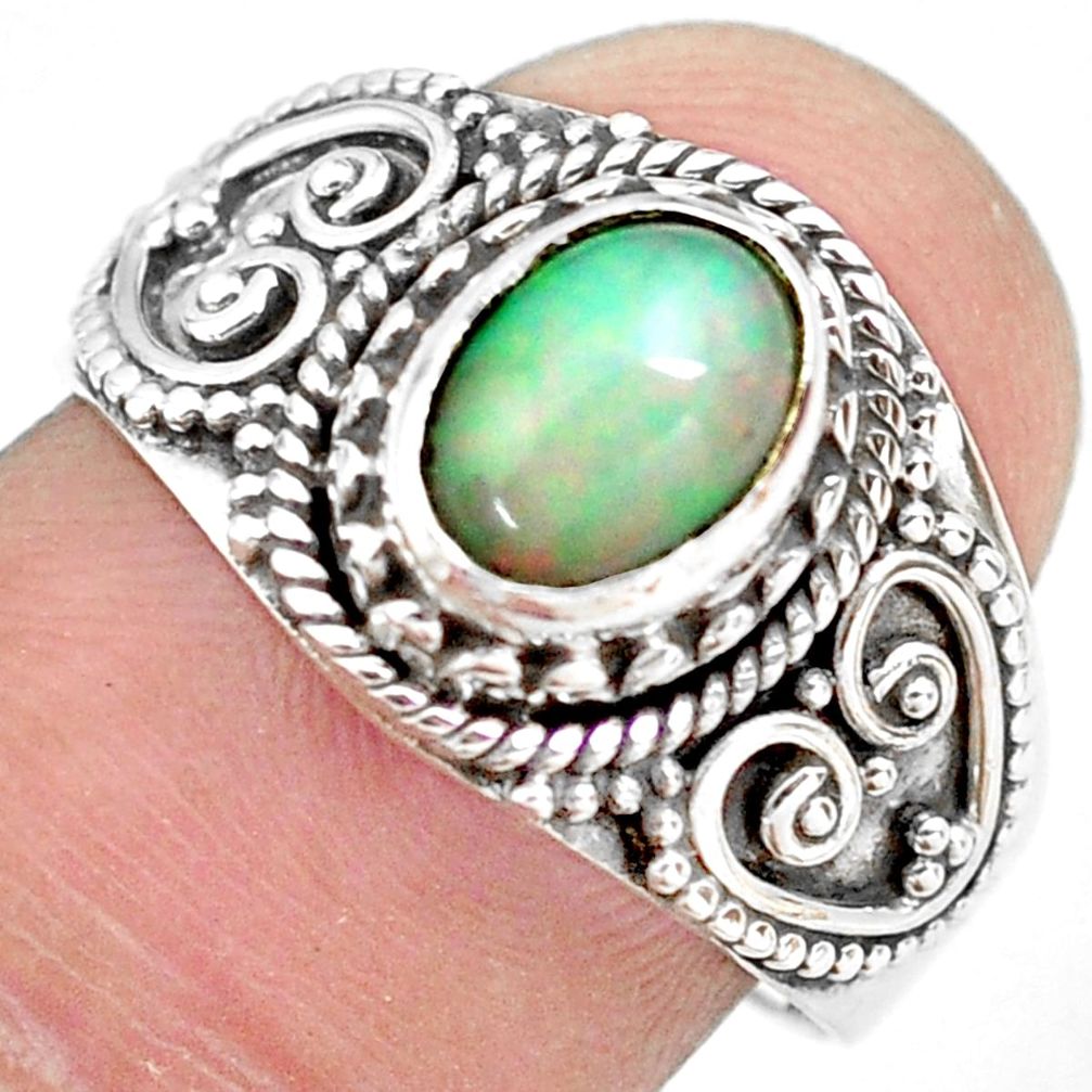 925 sterling silver 2.12cts natural ethiopian opal solitaire ring size 8 p71548