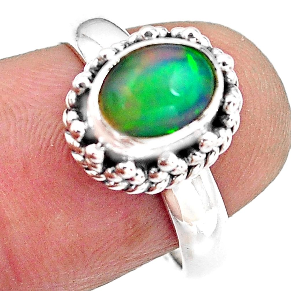 925 sterling silver 2.26cts natural ethiopian opal solitaire ring size 7 p84838