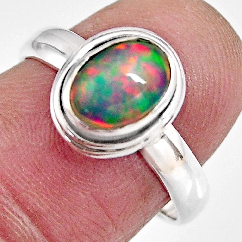 925 sterling silver 1.96cts natural ethiopian opal solitaire ring size 7 p92096