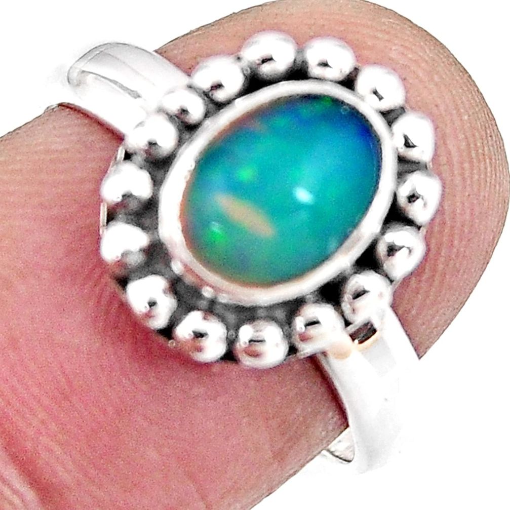 925 sterling silver 2.14cts natural ethiopian opal solitaire ring size 7 p92116