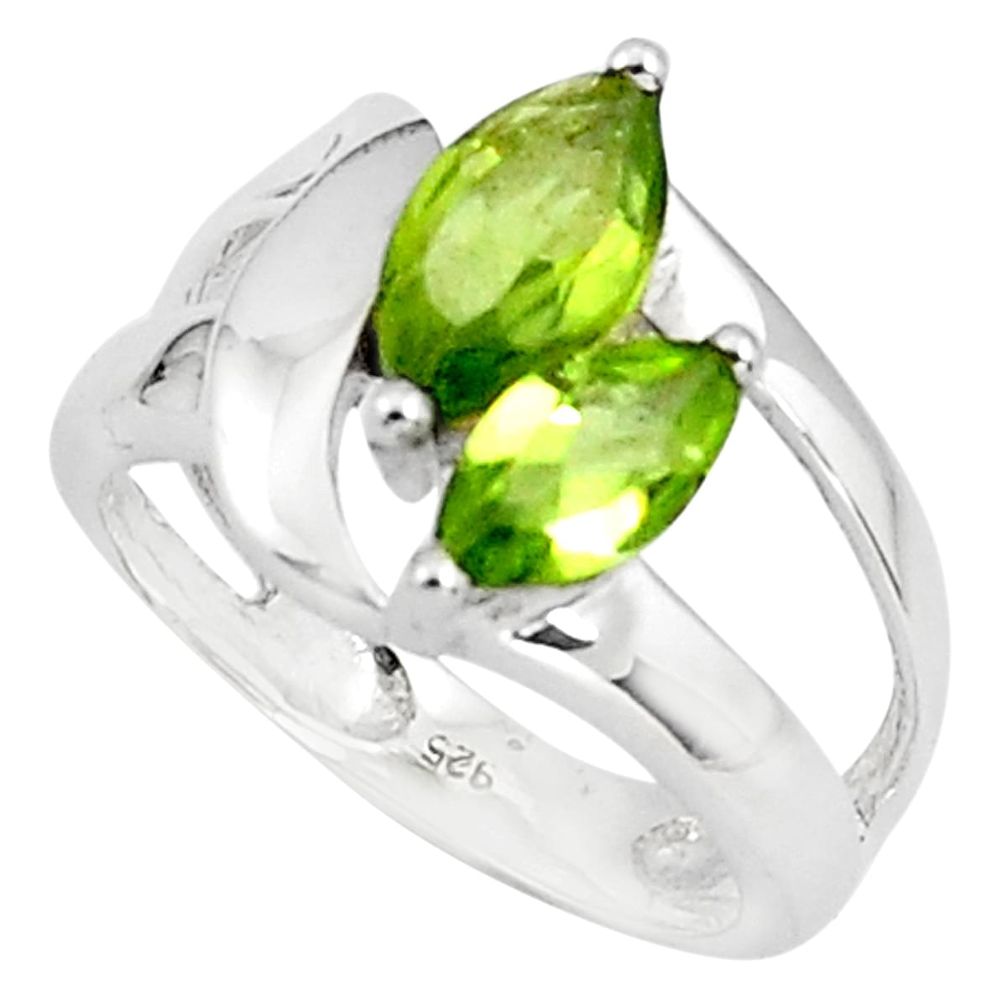 925 sterling silver 5.84cts natural green peridot marquise ring size 5.5 p81550