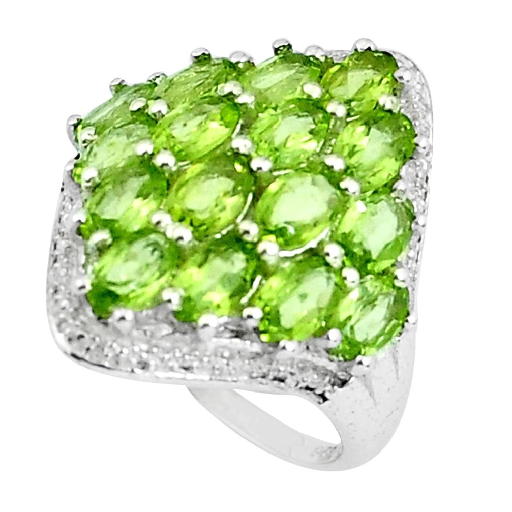 925 sterling silver 9.67cts natural green peridot ring jewelry size 6.5 p37233