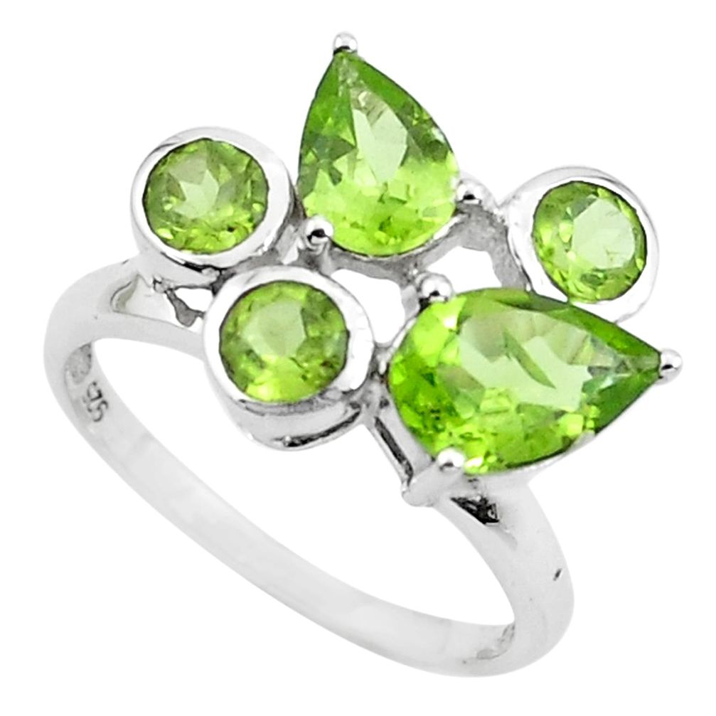 925 sterling silver 4.89cts natural green peridot ring jewelry size 8.5 p62170