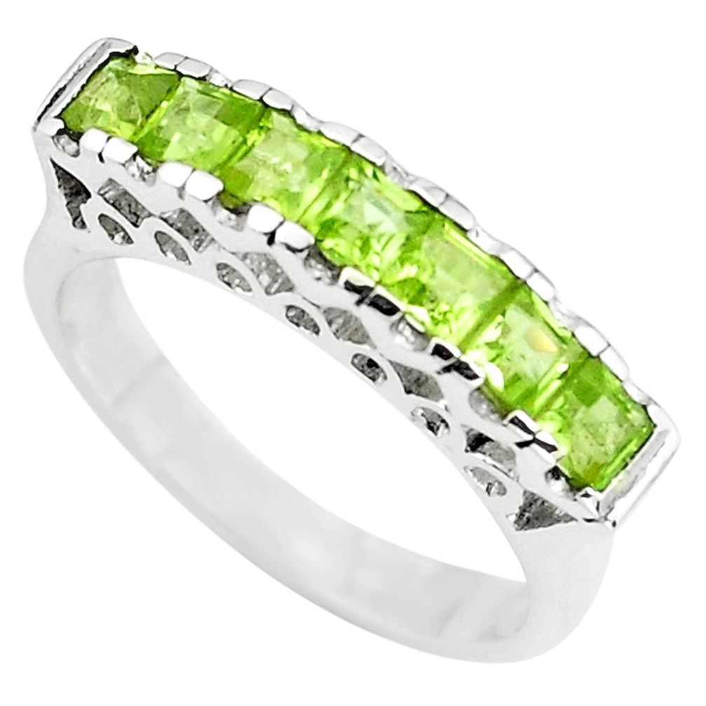 925 sterling silver 2.93cts natural green peridot ring jewelry size 6.5 p73154