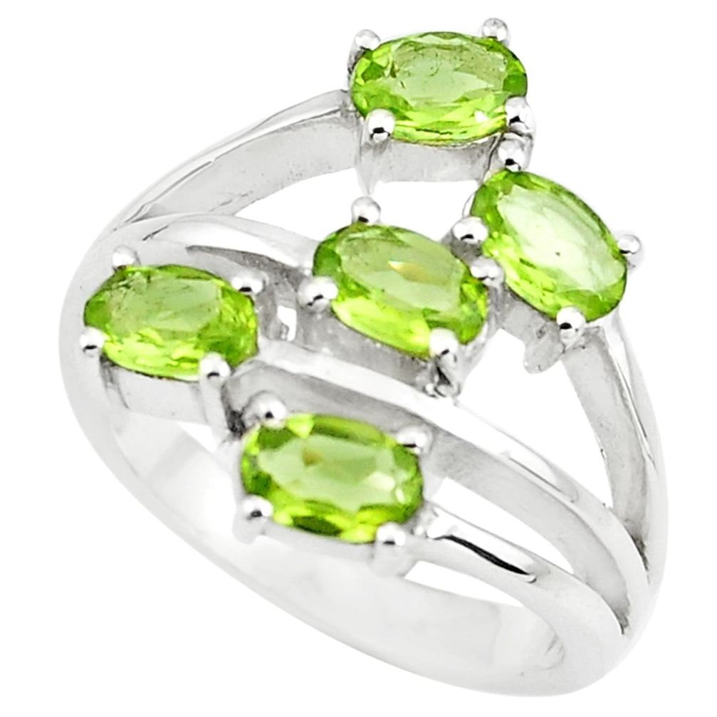 925 sterling silver 5.35cts natural green peridot ring jewelry size 6.5 p73219