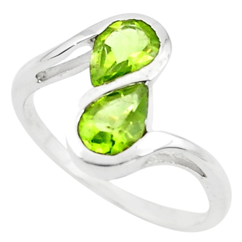 925 sterling silver 3.17cts natural green peridot ring jewelry size 8 p73272