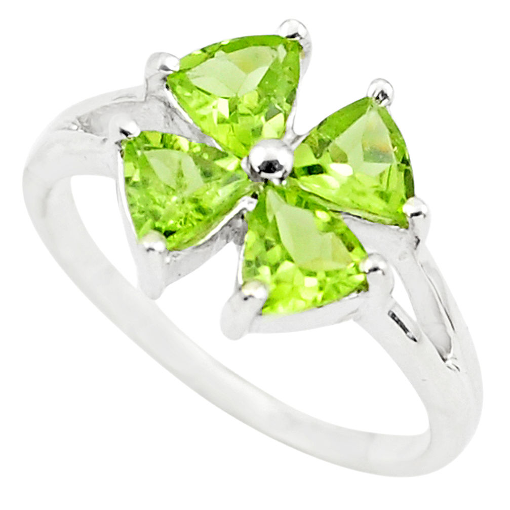 925 sterling silver 3.42cts natural green peridot ring jewelry size 5.5 p73374