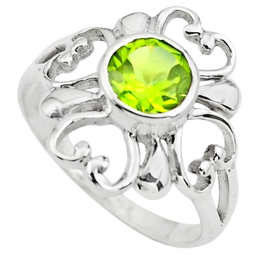 925 sterling silver 1.42cts natural green peridot ring jewelry size 5.5 p73440