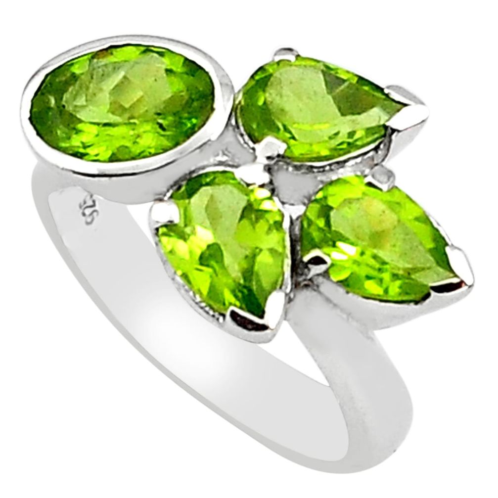 925 sterling silver 6.58cts natural green peridot ring jewelry size 9 p81654