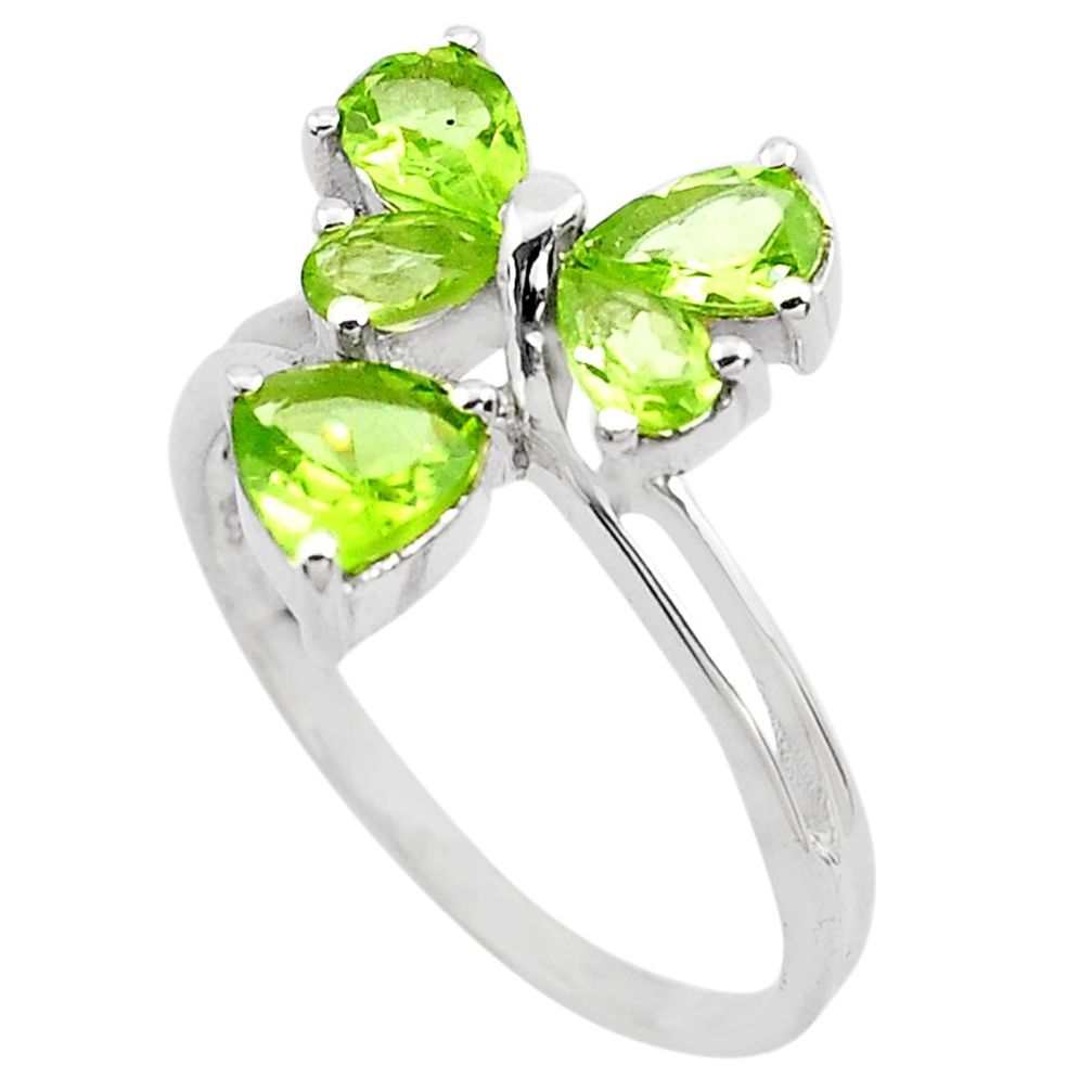 925 sterling silver 4.52cts natural green peridot ring jewelry size 7.5 p82893