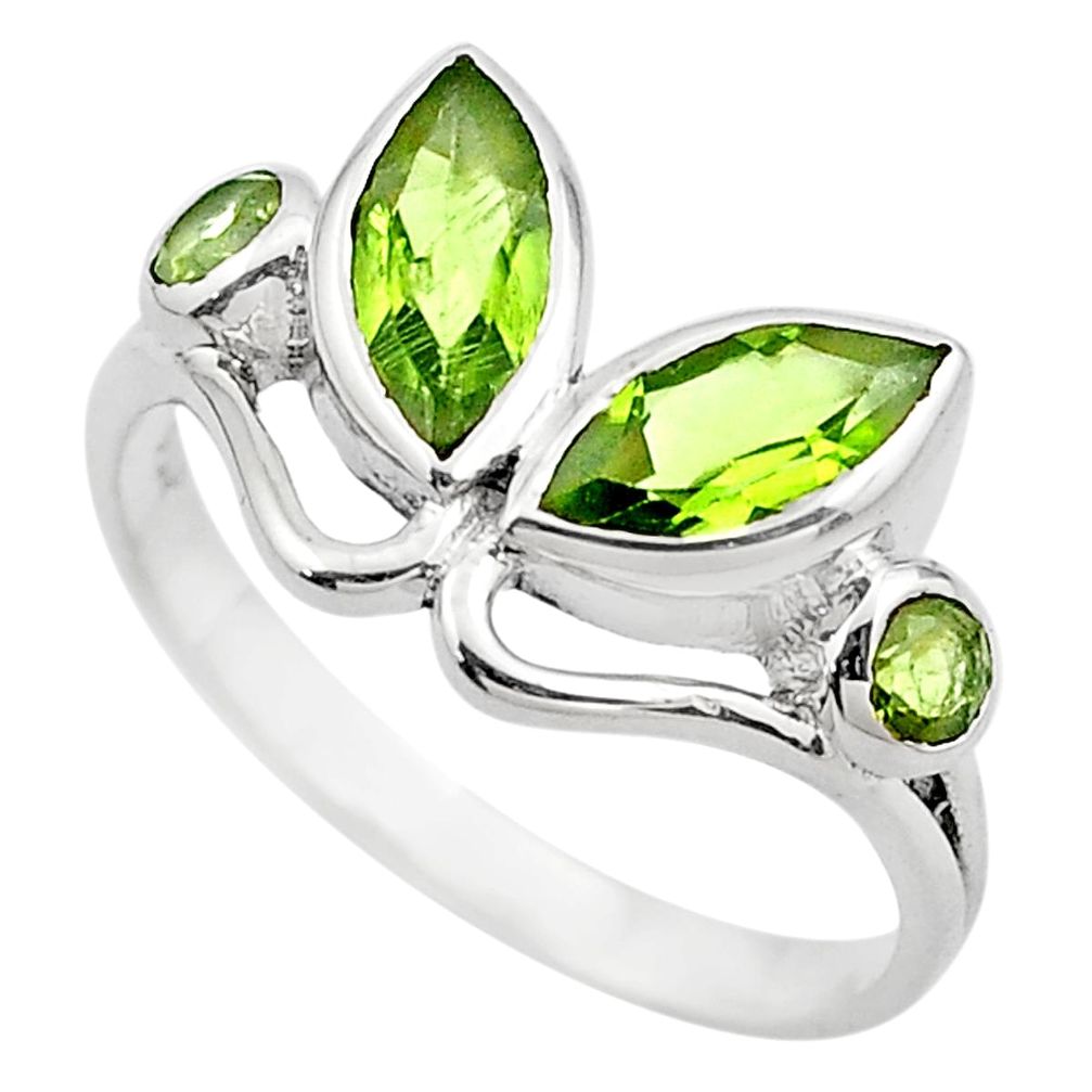 925 sterling silver 3.93cts natural green peridot ring jewelry size 6 p83011