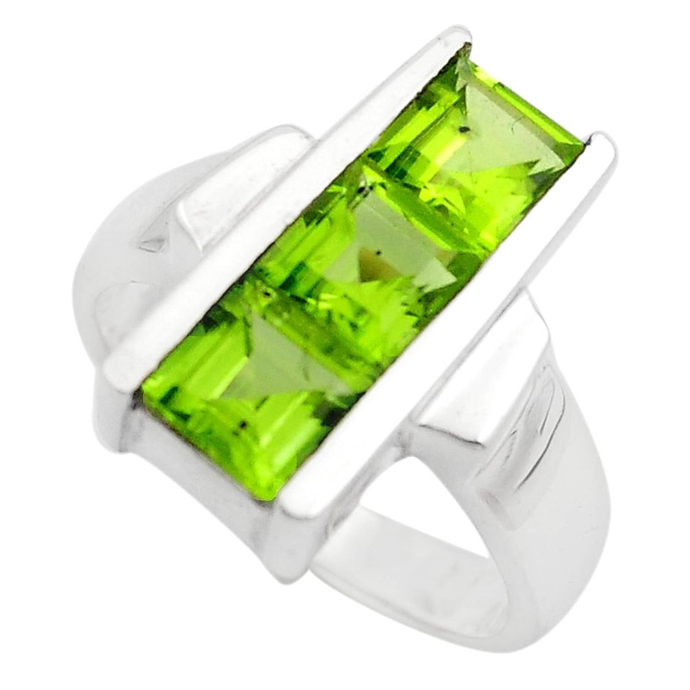 925 sterling silver 3.94cts natural green peridot ring jewelry size 8.5 p83093