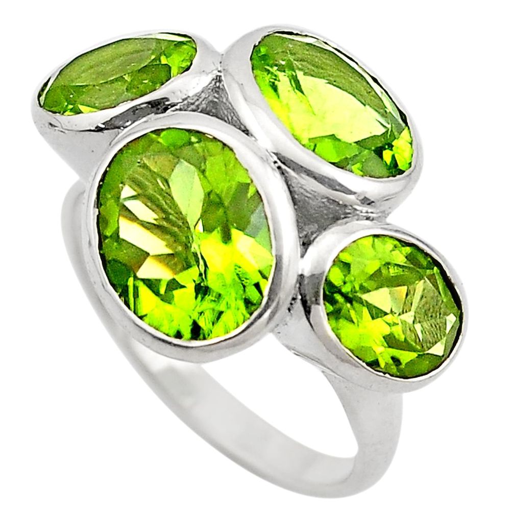 925 sterling silver 12.30cts natural green peridot ring jewelry size 7 p83099