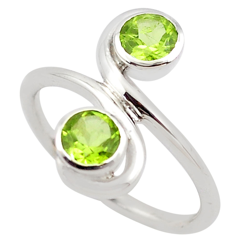 925 sterling silver 1.74cts natural green peridot ring jewelry size 7.5 p83208