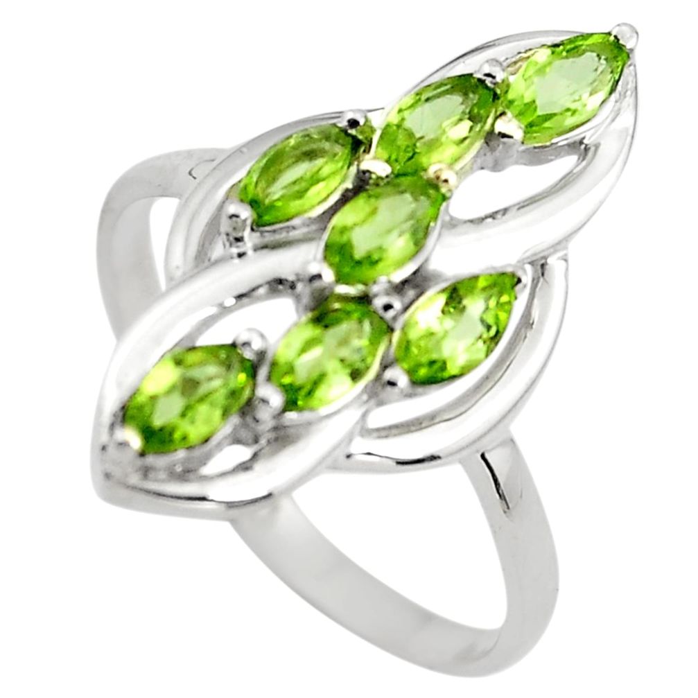 925 sterling silver 4.52cts natural green peridot ring jewelry size 7.5 p83653