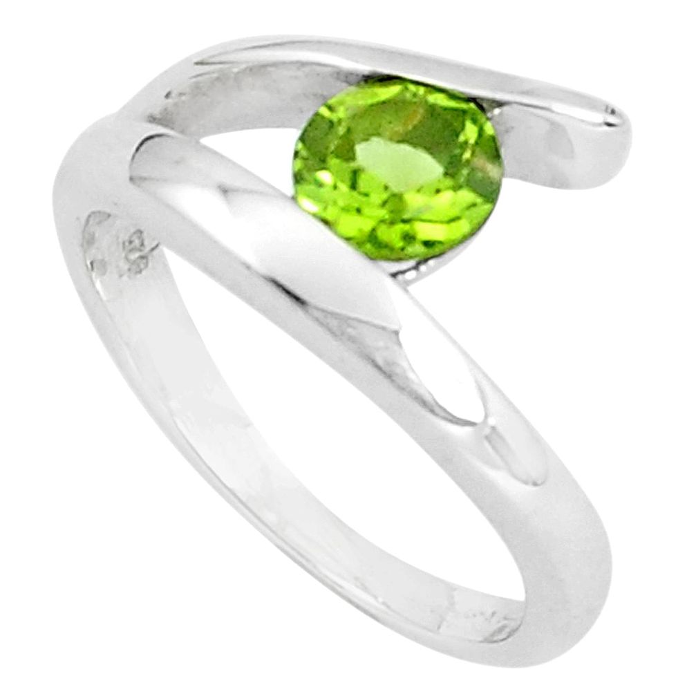 925 sterling silver 1.00cts natural green peridot solitaire ring size 6.5 p36870