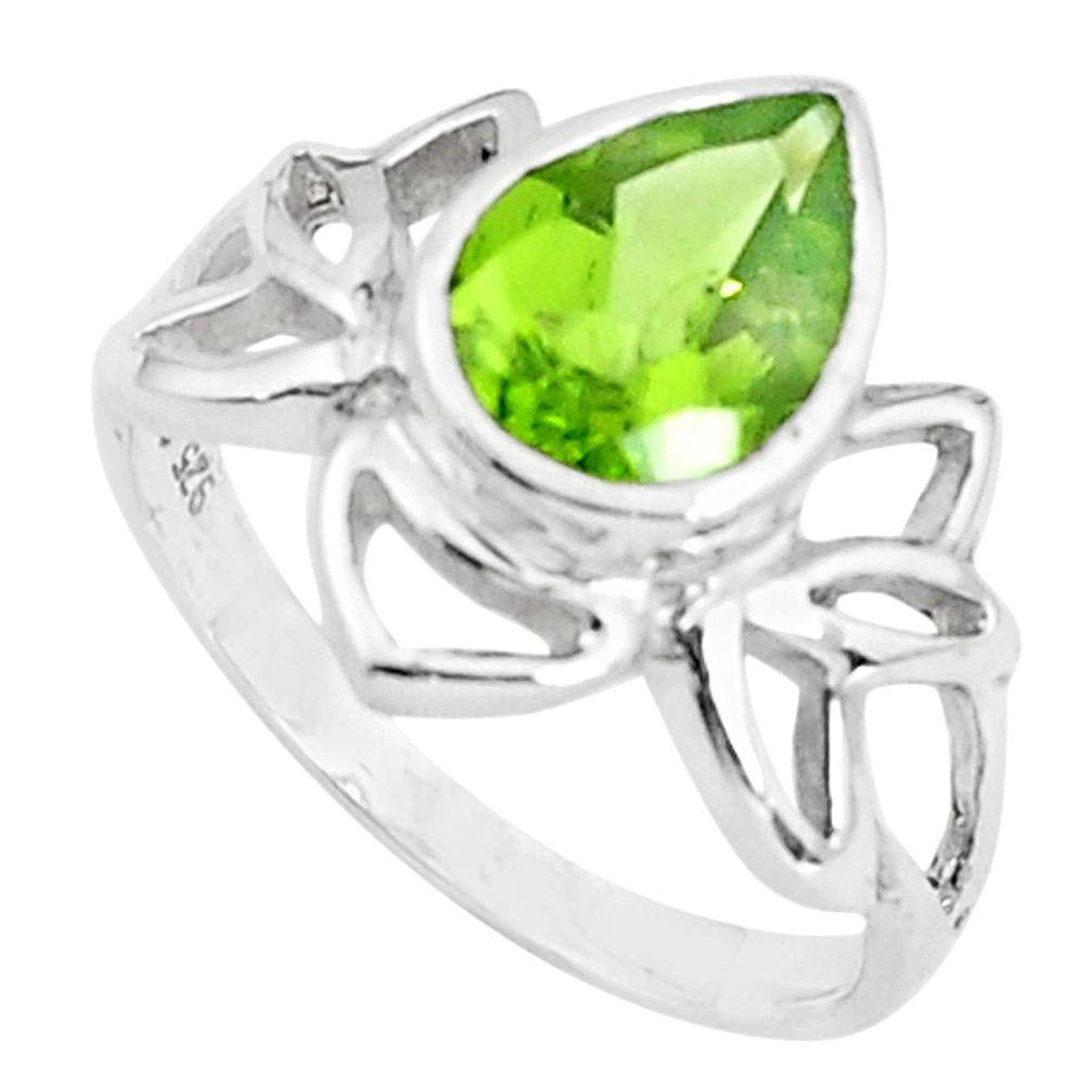 925 sterling silver 2.93cts natural green peridot solitaire ring size 6.5 p37400