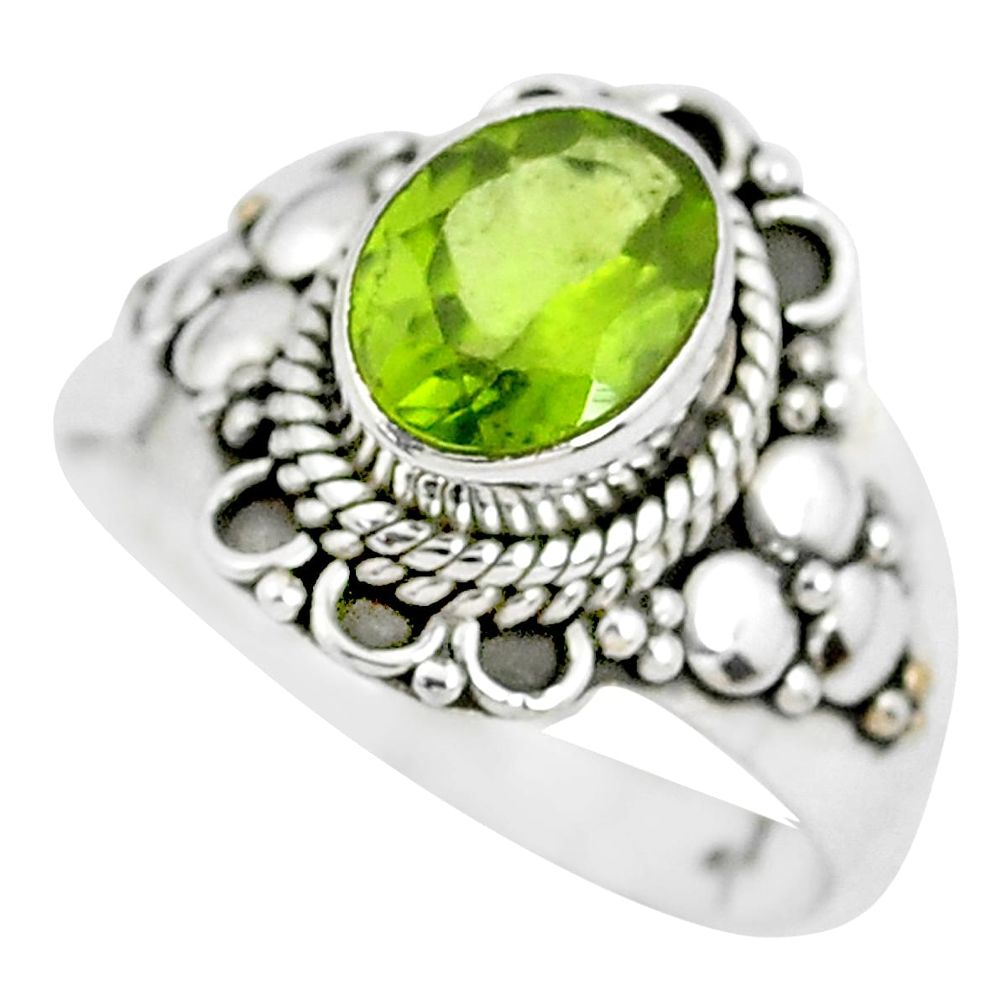 925 sterling silver 3.13cts natural green peridot solitaire ring size 8.5 p51128