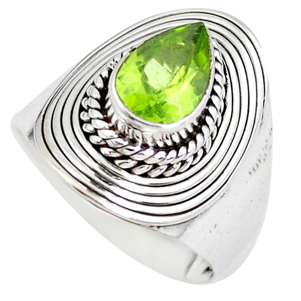 925 sterling silver 2.81cts natural green peridot solitaire ring size 6.5 p51139