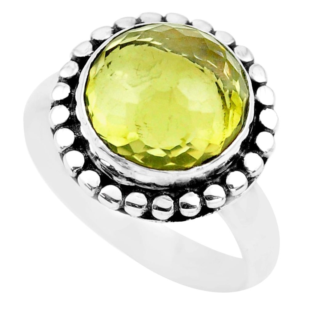 925 sterling silver 5.36cts natural lemon topaz round ring jewelry size 7 p74237