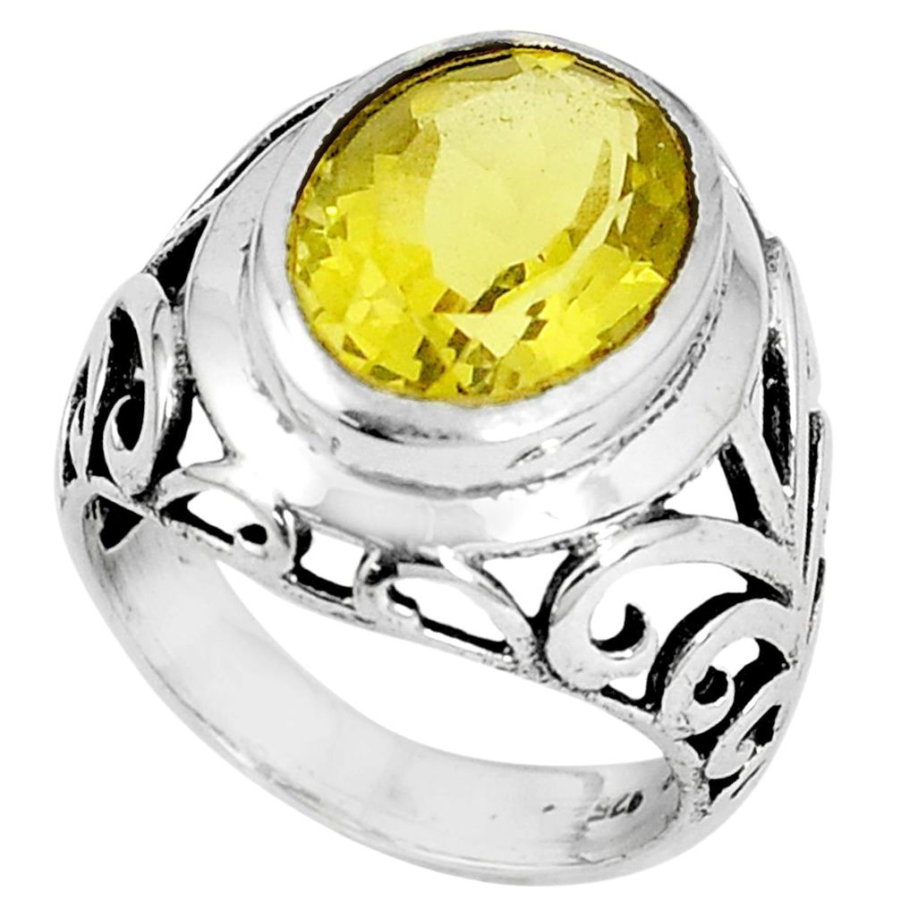 925 sterling silver 6.80cts natural lemon topaz solitaire ring size 7 p33134