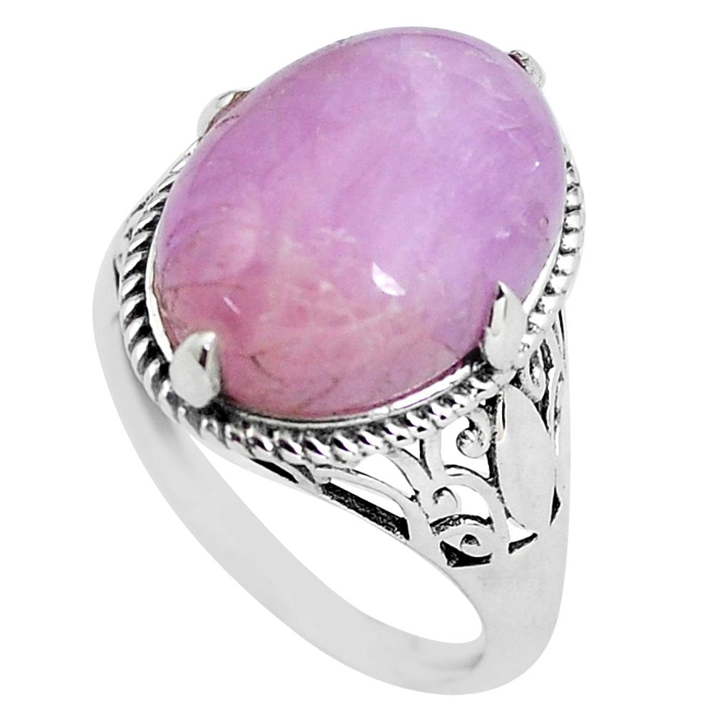 925 sterling silver 9.67cts natural pink kunzite solitaire ring size 8 p56984